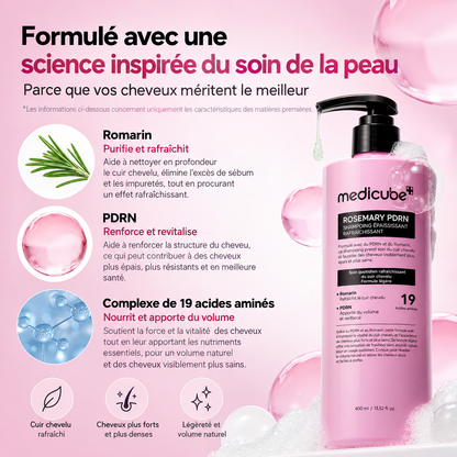 Medicube – Shampoing Épaississant & Rafraîchissant PDRN au Romarin